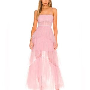BCBGMAXAZRIA Corset Tulle Gown in Pink Tint